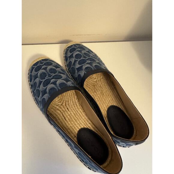 COACH Collins Denim Espadrille Flat Midnight Navy Size 10 - Picture 11 of 13
